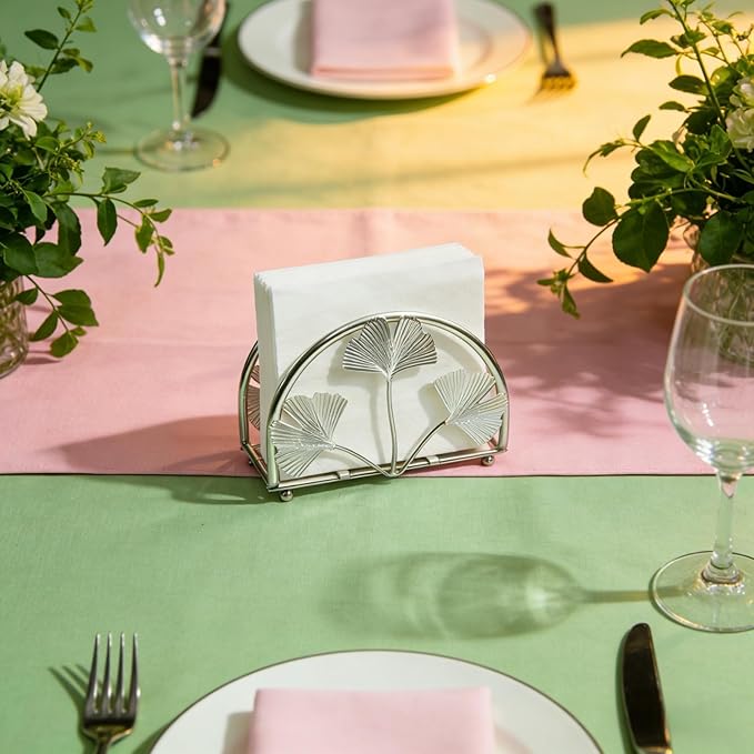 Elegant Gingko Leaf Napkin Holder for Table, Iron Cocktail Napkin Dispenser for Cocktail Picnic Bar Modern Kitchen and Dining Decor, Kitchen, Coffee Bar