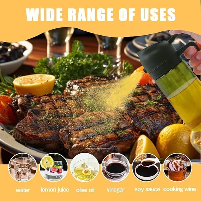 Kitchen Maiden 2 in 1 Oil Dispenser, New Kitchenmaiden 2 In 1 Oil Sprayer for Cooking，Olive Oil Dispenser Bottle Spray And Pour for Air Fryer, Salad, Frying, BBQ