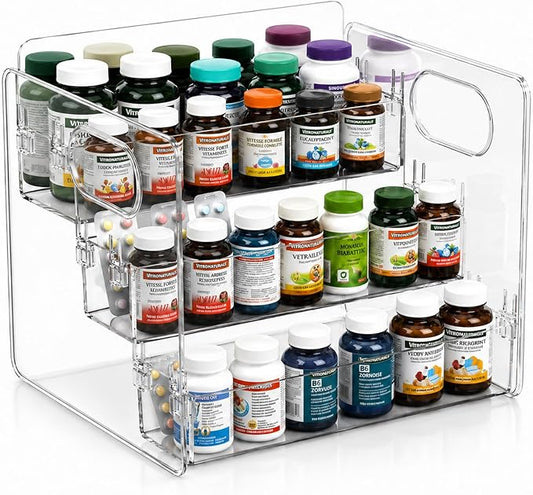 3-Tier Vitamin Storage Organizer, Organizer For Vitamin Bottles And Medicine Bottle, Bottle For Countertop, Pantry Organizers Drawer,Under Sink Organizer for Bathroom,Cupboard