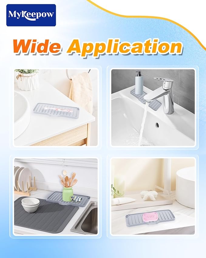 2 Pack Sponge Holder for Kitchen Sink with Drain Spout, Silicone Soap Dish Sink Caddy Organizer for Soap Scrubber Brush, Self-Draining Dish Sponge Holder Compatible with Scrub Daddy, Grey