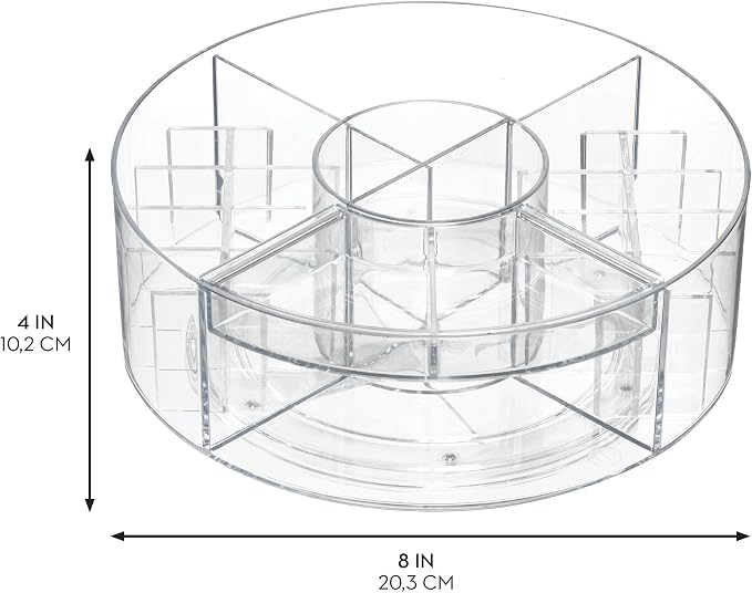 iDesign The Sarah Tanno Collection Lazy Susan Spinning Cosmetic Organizer, Clear 7.7" x 7.7"