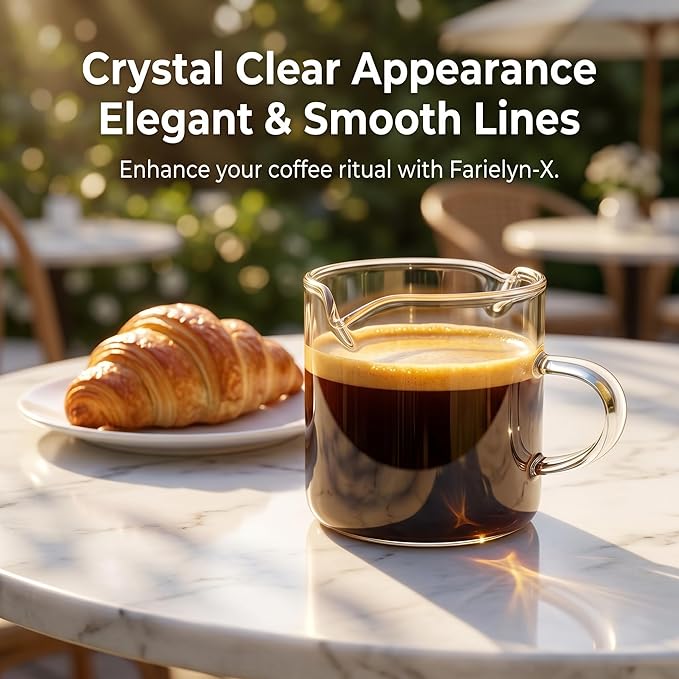 5 OZ Espresso Cups Set of 2, Double Spouts Cups, Shot Glasses, Milk Cup with Handle, Clear Glass, Espresso Accessories for Making Coffee Desserts Salad Dressing Machine (1 ounce more than others )