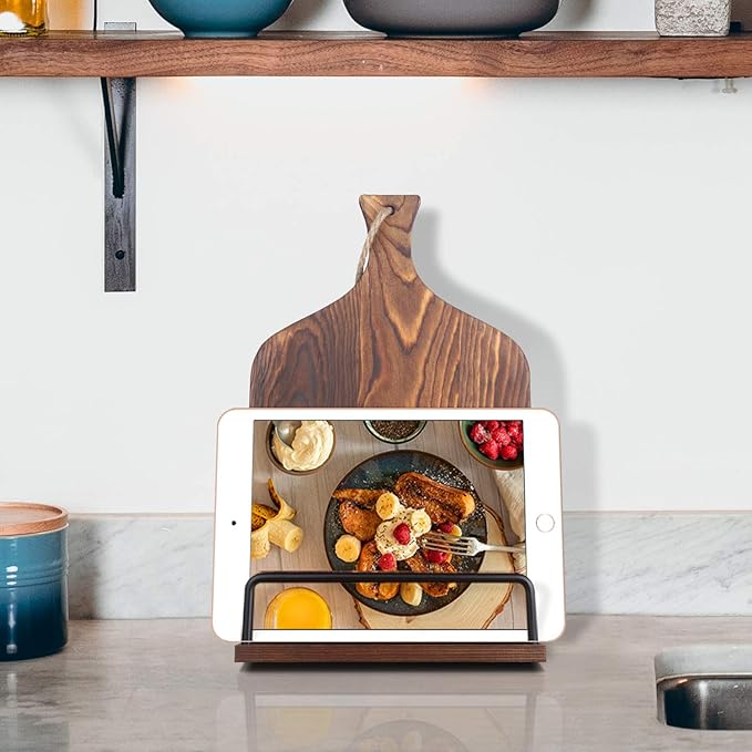 Cookbook Stand for Kitchen Counter Wood Adjustable Recipe Book Holder Stand iPad Rustic Holder Thanksgiving Day Christmas Gift for Mother, Grandma, Women