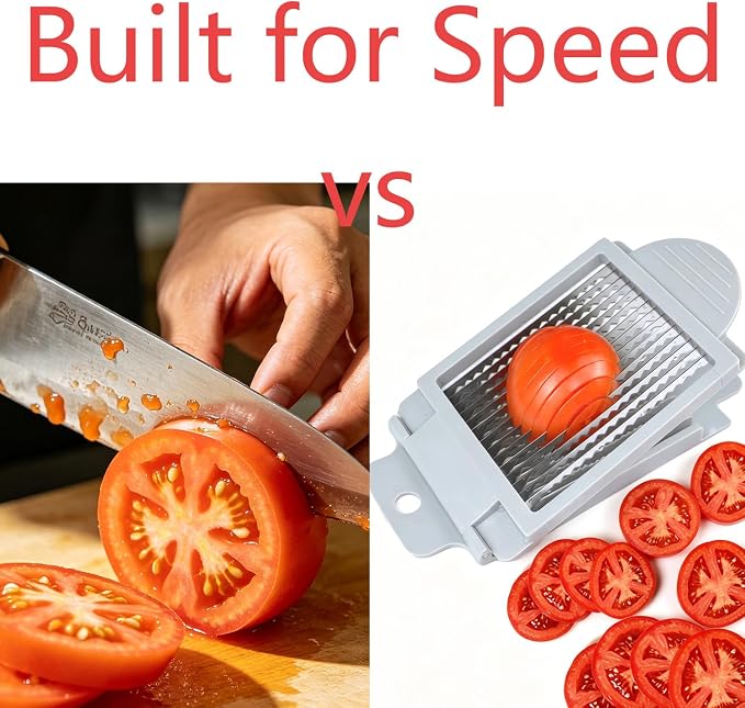 Tomato Slicer,Stainless Steel Tomato Cutter Dedicated Tomato Slicing Tool Portable and Easy Work for Hamburger Salad Tomato Slices