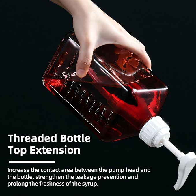Large Capacity Syrup Dispenser for Coffee Bar, Pump Dispenser 37oz 1100ml Glass Syrup Bottle w Measuring Cup and Funnel, Dispenser Bottle w Upgraded Pump