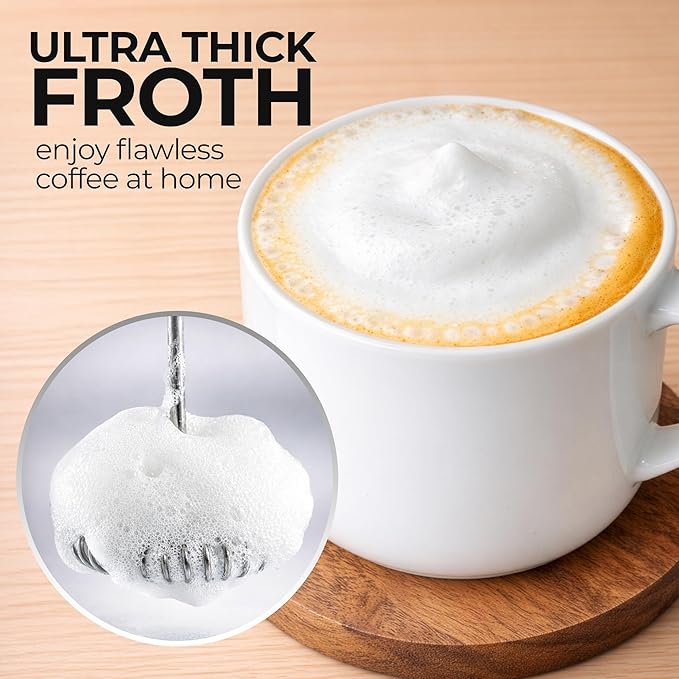 Zulay Kitchen Rechargeable Milk Frother Handheld - Frother Wand, Drink Mixer, Electric Whisk Frother, for Cappuccinos, Matcha & Protein Powder - Ultra Metal 3 Whisk, 1800mAh Pink