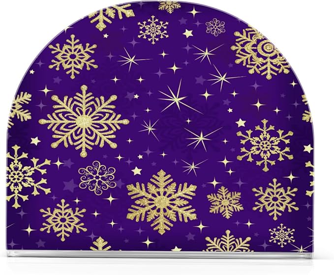 Winter Violet Purple Gold Snowflakes Christmas Napkin Holder for Tables Paper Cocktail Napkin Holders for Kitchen Dinning, Acrylic Dinner Napkin Dispenser for Restaurant Home Decor Bar Accessories