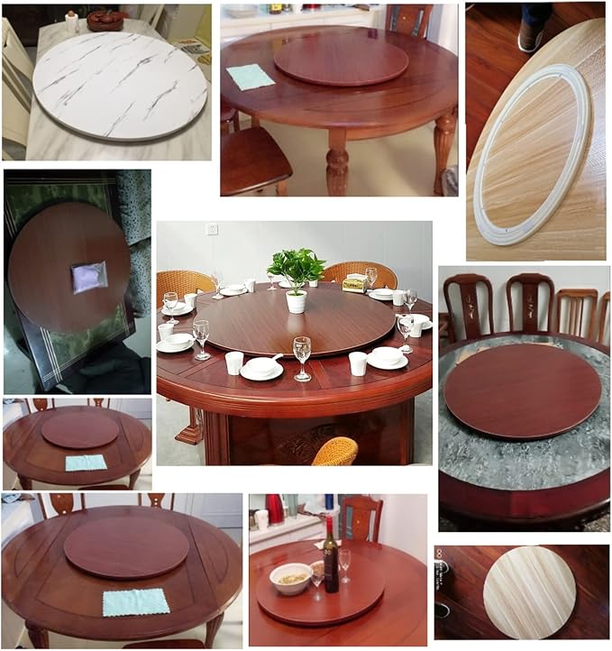 6 Colors Kitchen Wooden Lazy Susan Turntable, Round Turntable Large 50/60/70/80/90/100cm, 360° Rotating Serving Tray For Dining Table, Sturdy Wooden Rotating Serving Plate (Color : Walnut, Size : 80