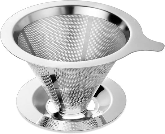 ANNMEXX Upgraded Pour Over Coffee Filter, Coffee Dripper, Paperless Mess Stainless Steel Coffee Filter, Maker One to Two Cup, Keeping Nature Coffee Flavour, Easy to Use and Clean (Large)