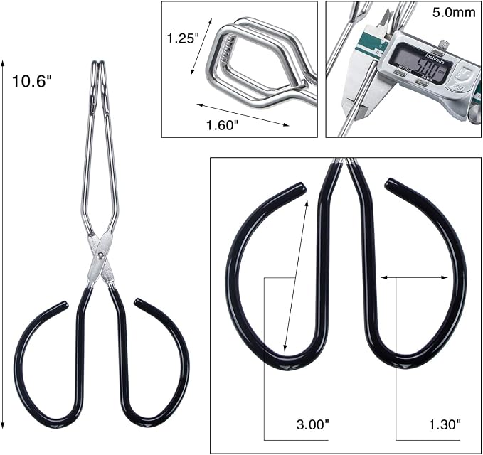 MSY BIGSUNNY Stainless Steel Scissor Tongs Heavy Duty Cooking Tongs with Soft Handles (1, black 10")