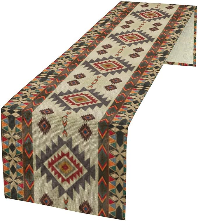 Aztec Table Runners,Southwestern Tribal American Native Ethnic Geometric Table Runners for Kitchen Dining Table Decoration for Home Party Decor 13x108 Inch