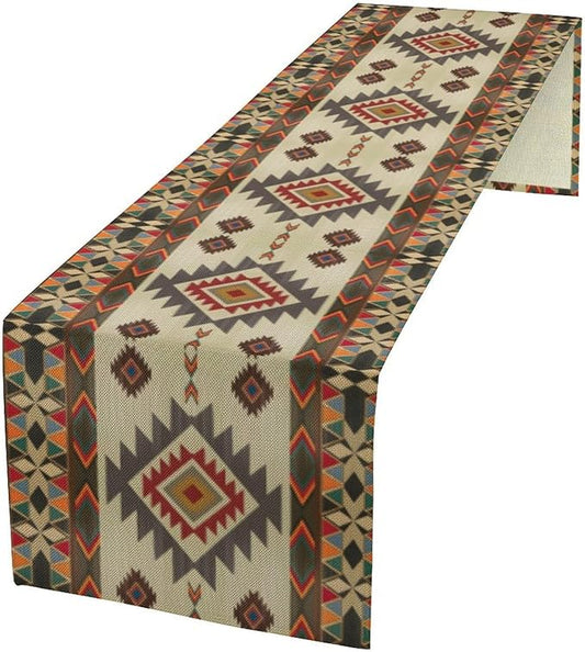Aztec Table Runners,Southwestern Tribal American Native Ethnic Geometric Table Runners for Kitchen Dining Table Decoration for Home Party Decor 13x108 Inch