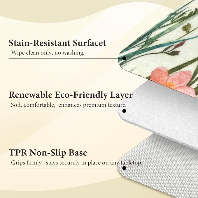 Vinyl Placemats Set of 6-12x17 Inch - Heat Resistant Washable Place Mats Waterproof Non-Slip Wipeable Table Mats for Dining Table Decor, Indoor/Outdoor Plastic Mat