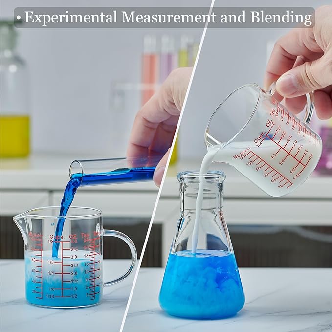 Ackers BORO3.3 Measure Glass -[Insulated handle | V-Shaped Spout]-Made of High Borosilicate Glass Measuring for Kitchen or Restaurant, Easy to Read, 120 ML (4 Oz)