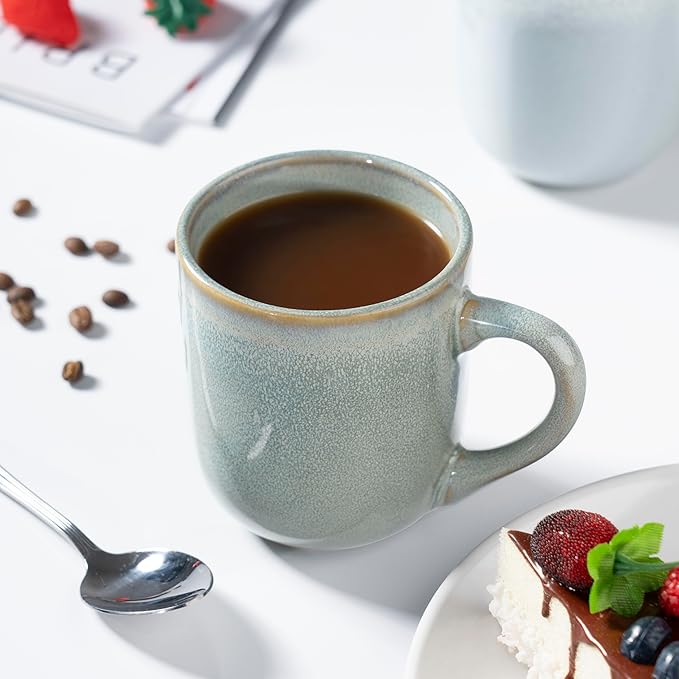 bestone Coffee Mugs Set of 6，12 oz Coffee Mugs, Ceramic Mugs with Handles,Cups Microwave & Dishwasher safe，Vibrant Colors