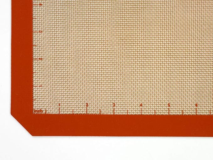 Mercer Culinary Silicone Bake Mat, Full Size, 16.5-Inch x 24.5-Inch, Orange border