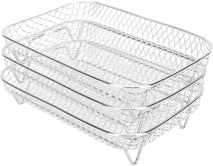 3 Layer Fryer Rack Stainless Steel Stackable Grilling Racks for Baking Cooling and Dehydrating Food Kitchen Accessories Multi Functional Dishwasher Safe Rust Durable