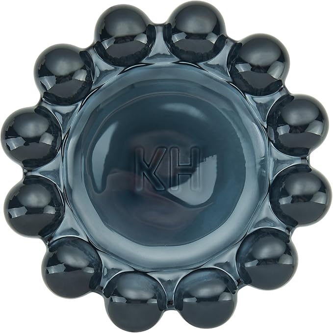 khtumeware Black Bubble Glass Candle Dish – Modern Clear Glass Candle Holder for Tealights & Diffusers, Decorative Tray for Home & Tabletop Decor（2 Pack）