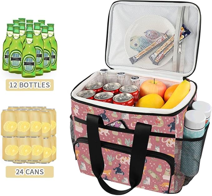 Cute Funny Cats Lunch Bag for Women Men 15L Insulated Lunch Box Large Leakproof Cooler Bag with Adjustable Shoulder Strap for Adult Work Picnic