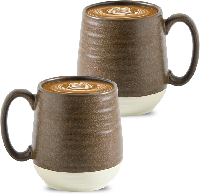 HASENSE 20 oz Coffee Mugs Set of 2 – Large Tea Cups with Comfortable Handle, Perfect for Coffee,Brown Microwave & Dishwasher Safe Mugs for Latte, Hot Cocoa