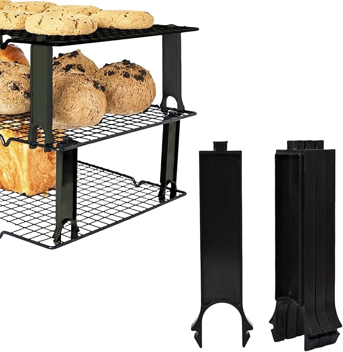 Wire Rack Stacker, Pack of 4 - Organize Your Baking with Space-Saving Ease (Black, Medium)