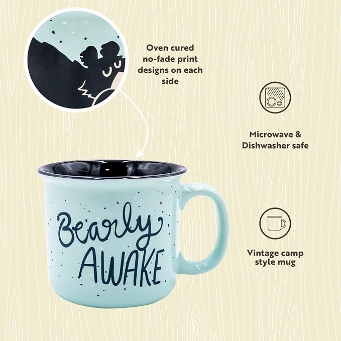 Lazy One Novelty Mugs, Funny Gift Mug for Family, Friends, or Coworkers in your Office, Set of 4, Bearly Awake