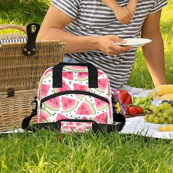 Watermelon Insulated Lunch Bag for Women Men Reusable Lunch Box Cooler Bag Large Leakproof Lunch Tote with Adjustable Shoulder Strap for Adult Work Picnic Camping Beach Office