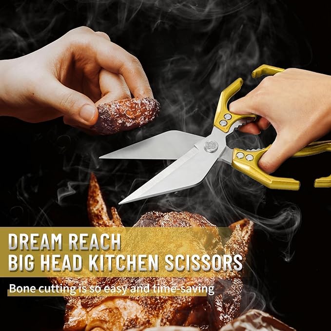 Dream Reach Heavy Duty Poultry Shears Kitchen Scissors for Food with Ergonomic Handle, Japanese High-Carbon Steel Cooking Scissors for Kitchen, Chicken, Meat, Seafood, Bone Cutting Christmas Gifts