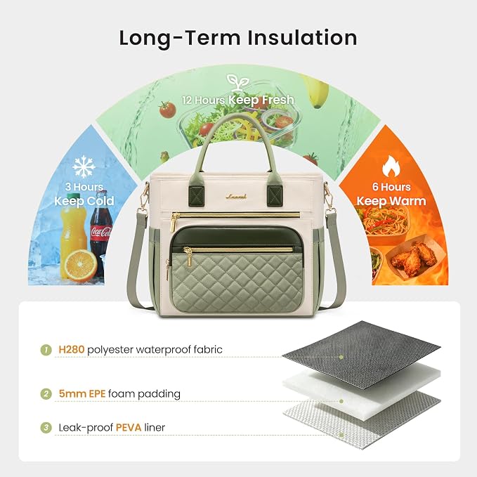 LOVEVOOK Insulated Lunch Bag Women,Wide Opening Adult Lunch Box Women with Cup Holder,Large Leakproof Cooler Bag for Work Picnic Beach Family College Mom,Lunch Teacher Tote Bag for Gift