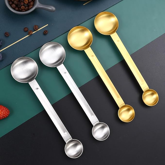 Professional Long Handle Stainless Steel Scoops Set for Accurate Coffee and Baking Measurements Rustless Spoon Double Ended Spoon