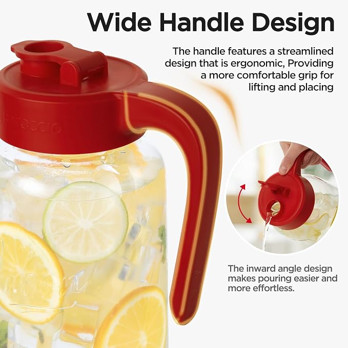 Mason Jar Pitcher - Airtight & Leakproof Glass Pitcher with Lid, Perfect for Breastmilk, Cold Brew, and Sun Tea, 2 Quart (64 oz) Mason Jar with Pour Spout Lid