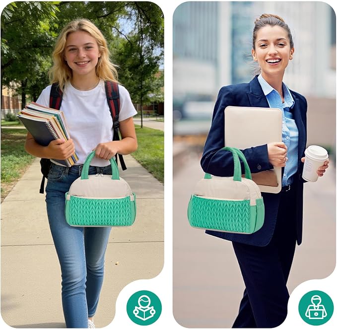Coobiiya Insulated Lunch Bag Women/Men, Taslon Leakproof Thermal Lunch Box for Women Men, Cute Waterproof Cooler Bag for Work Picnic Travel