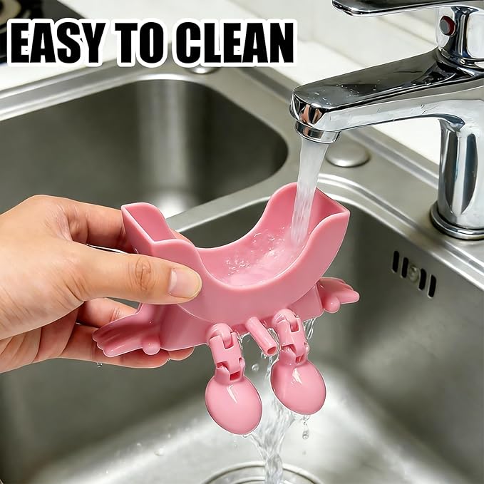 Cute Hanging Sponge Holder with Drainage,3D Printed Kitchen Funny Sponge Stand for Sink,with Non-Slip Pads,Suitable for Scrub Daddy Holder,Keeps Your Sponge Dry Smiling (Pink)