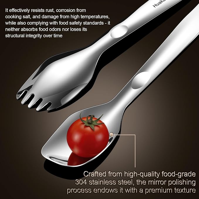 Multifunctional Stainless Steel Cooking Tongs | detachable tongs design become Two Individual Spatulas, Combined into a Sturdy Pair serving tongs