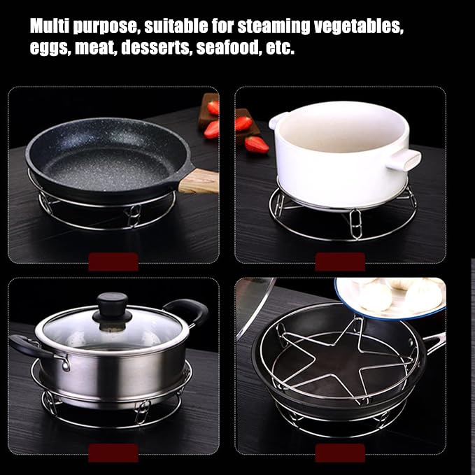 Steam Rack, 9.4x8.5x2.0in Stainless Steel Tall Trivet Rack, Baking Cooling Steaming Grilling Rack for Home Stockpot Pressure Cooker