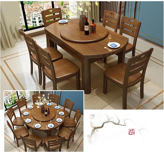 LIGUOYI Rotating Board Lazy Susan Round Wooden Turntable Diameter 70cm 80cm 90cm, Handmade Wood Serving Tray, 360° Rotate Kitchen Turntable Serving Plate for Home Dining (Color : F, Size : 70CM)