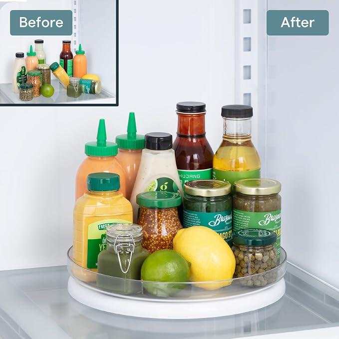 YouCopia FridgeView Fridge Turntable, Lazy Susan Organizer for Refrigerator Storage, 11” , White