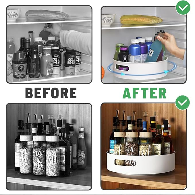 Lazy Susan Turntable 11.8 in 360 ° Rotates Multipurpose Round Turntable for Cabinet, Pantry, Kitchen, Countertop, Fridge, Bathroom Organizer (Large)