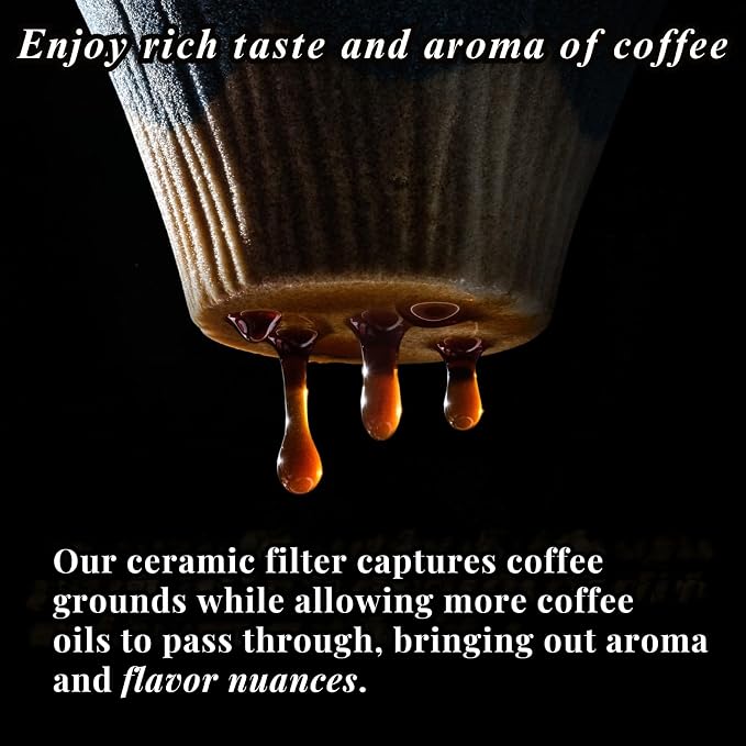 Wablade Ceramic Reusable Coffee Filter Dripper, Mt. Fuji, Made in Japan | Paperless pour-over brewing, no paper filters needed, includes dedicated base and saucer for everyday coffee preparation