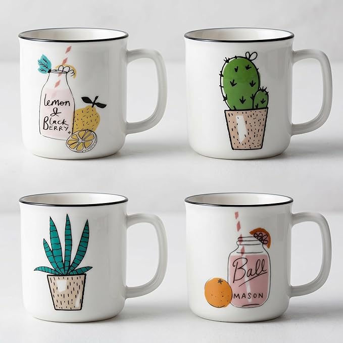 Topadorn Espresso Cups Set of 4, 4oz Ceramic Demitasse Cups with Handle, Café Style Small Coffee Cups for Espresso, Cappuccino & Macchiato, Lead-Free Dishwasher Safe for Home Office Coffee Bar