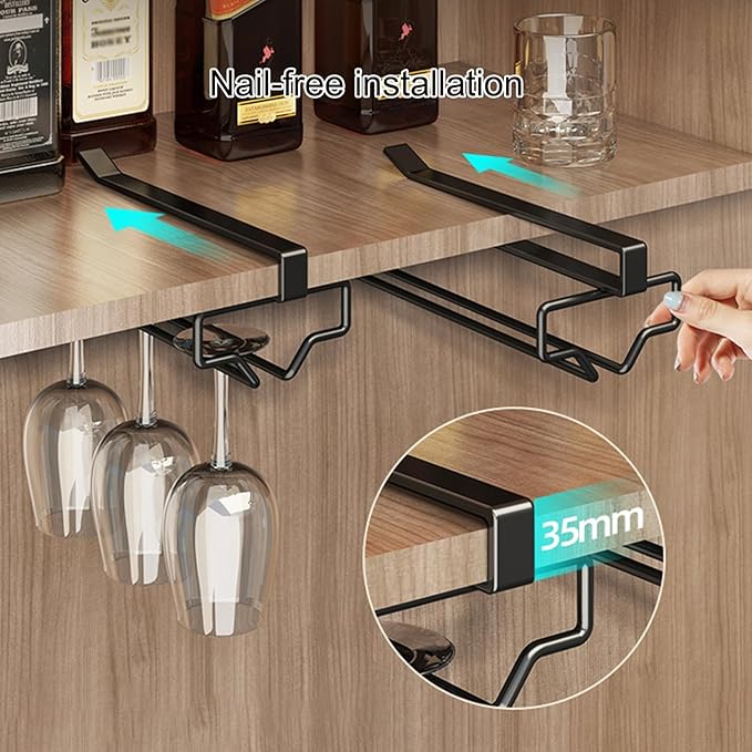 Wine Glass Rack, Hanging Wine Rack, Wine Glasses Storage Hanger Metal Organizer, Under Cabinet Wine Glass Rack, For Living Room, Dining Room, Kitchen