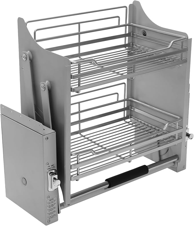 Cabinet Pull-Down Shelf, Pull-Down Dish Rack, 2-Tier Pull down Shelf Organizer for Kitchens Bars Cafes & Storage Rooms