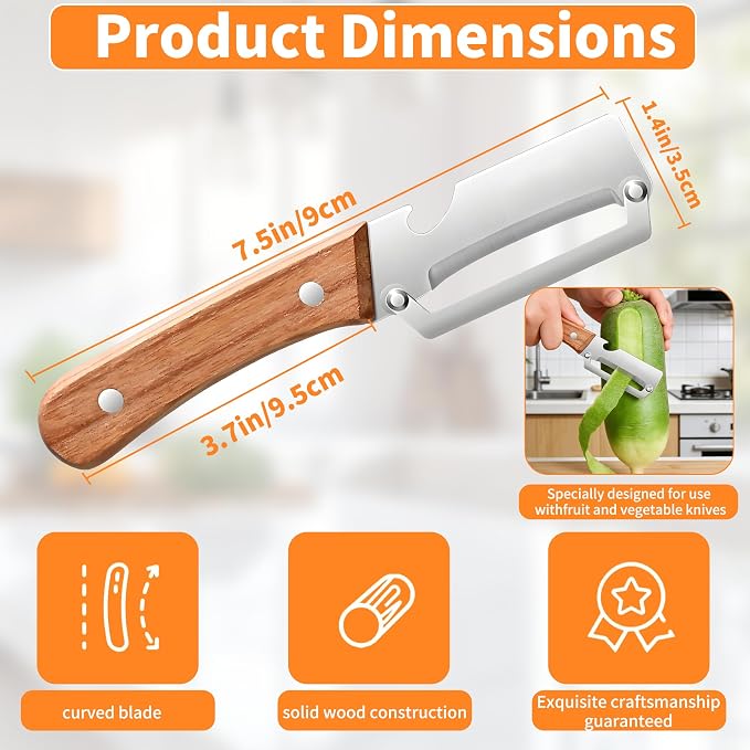 Multi-Functional Vegetable Peeler for Kitchen, Stainless Steel Sharp Blades Carrot Potato Peeler with Wooden Handle and Bottle Opener Kitchen Tool for Fruit Veggie Pumpkin Papaya Zucchini (1 Pcs)