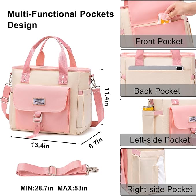 Weitars Insulated Lunch Bag for Men Women,Leak Proof Lunch Box for Work,Extra Large Lunch Tote Bag With Removable Shoulder Strap with Side Pockets,Reusable Lunch Bag For Picnic Hiking