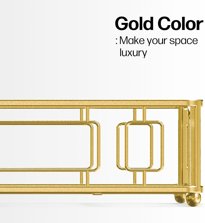 Guest Hand Towel Holder Tray for Bathroom Countertop, Gold Metal | Guest Bathroom, Powder Room & Vanity Use