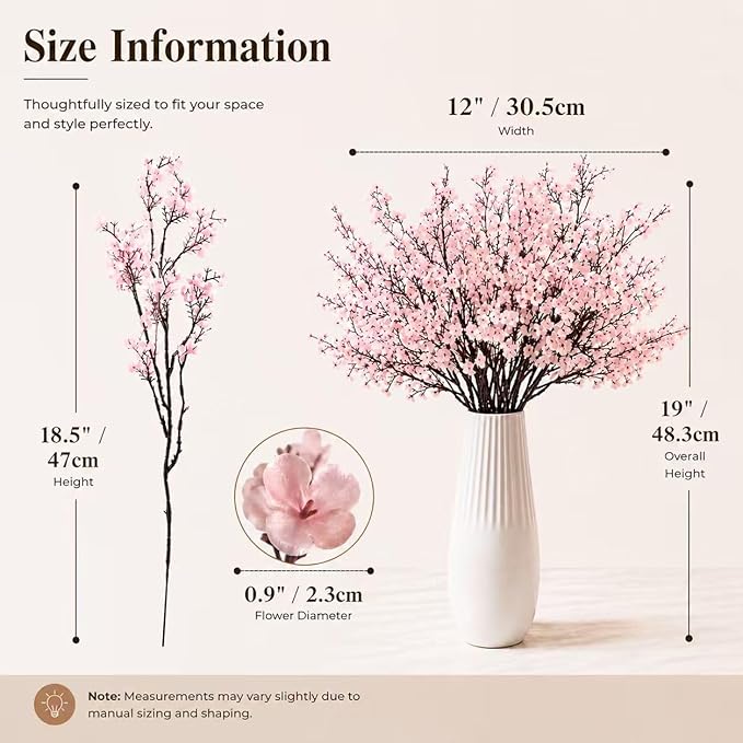 Mandy's Light Pink Artificial Baby’s Breath Flowers 6 Bundles Silk Gypsophila, 18.5 Inch European Style Modern Home Decor Centerpiece, Neutral Wedding Flower Arrangements