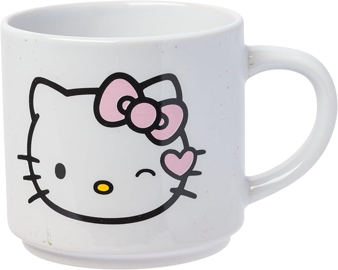 Silver Buffalo Sanrio Hello Kitty Faces and Hearts 4pc Ceramic Mug Stack Set, 10 Ounces