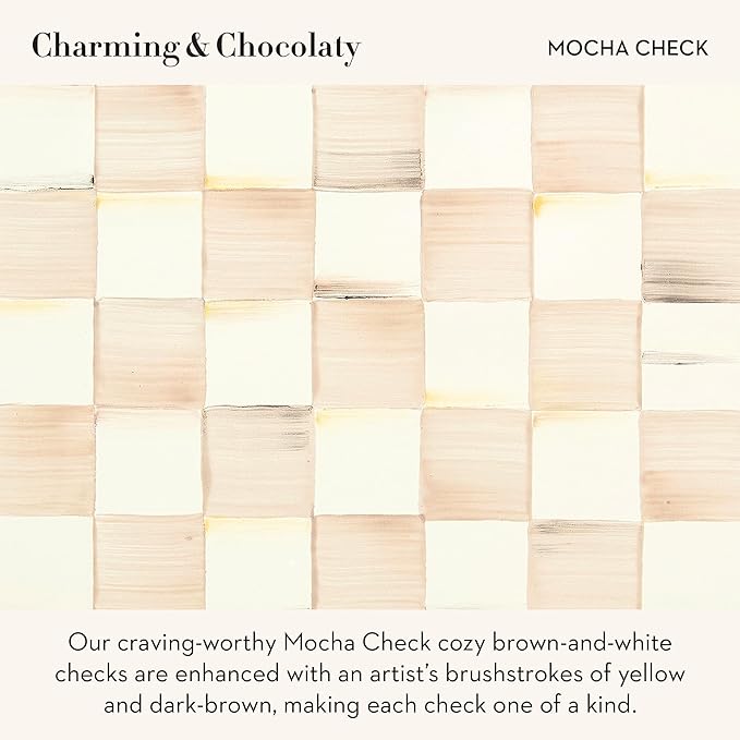MACKENZIE-CHILDS Enamel Utensil Holder, Kitchen Utensil Holder for Countertop, Brown-and-White Mocha Check