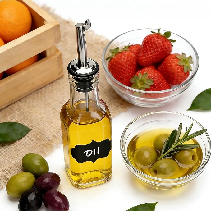 Salzesfalls 6oz Oil Dispenser for Kitchen with Stainless Steel Pourer Spouts,8 Pack Olive Oil Dispenser Bottle,Olive Oil Dispenser