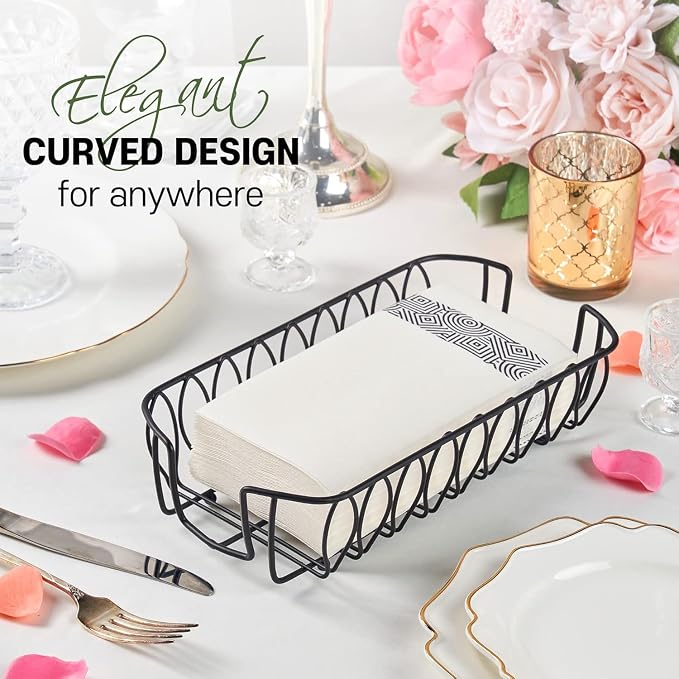 Guest Hand Towel Holder Tray for Bathroom Countertop,Black Metal | Guest Bathroom, Powder Room & Vanity Use